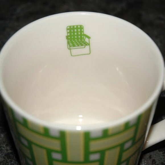 2006 Starbucks Lawn Chair Coffee Mug Green Yellow Retro Webbed Tea Cup - Picture 4 of 5